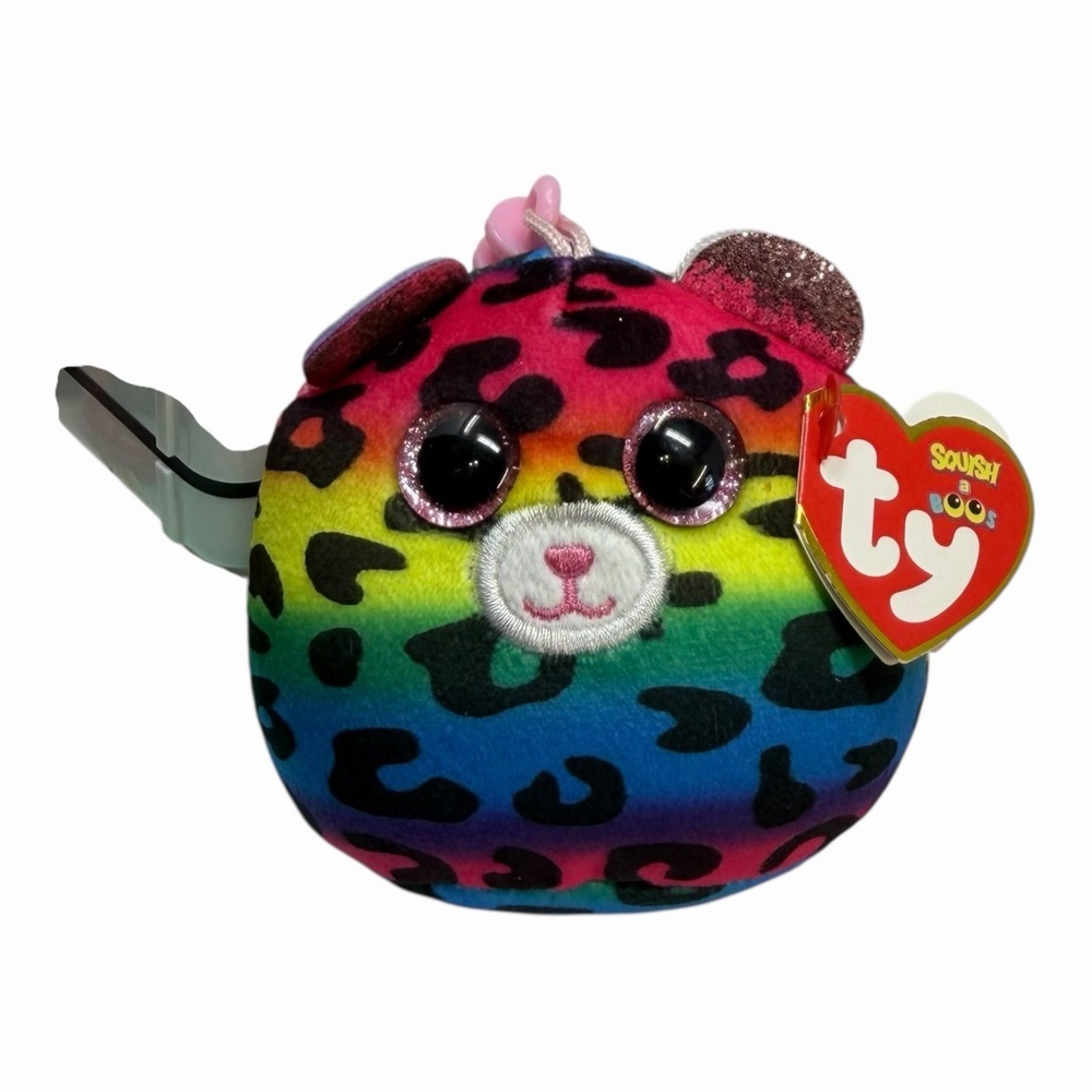 2022 TY Mini Beanie Squish-A-Boos Plush - DOTTY the Leopard (3‎ inch) Key Clip